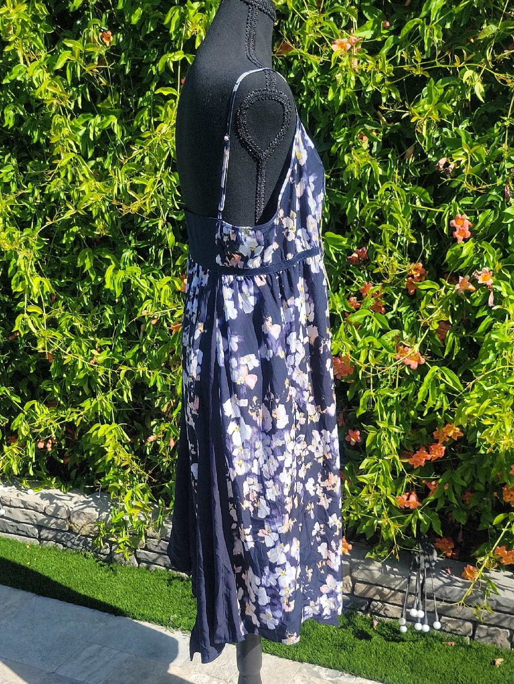 Boho Flowy Blue Floral Whimsical Romantic Summer Dress XL - Picture 4 of 12